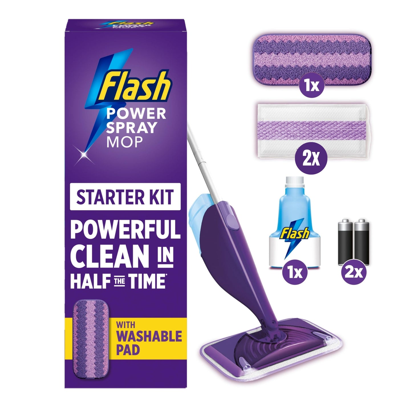 Flash Powerspray Mop Starter Kit - Washable