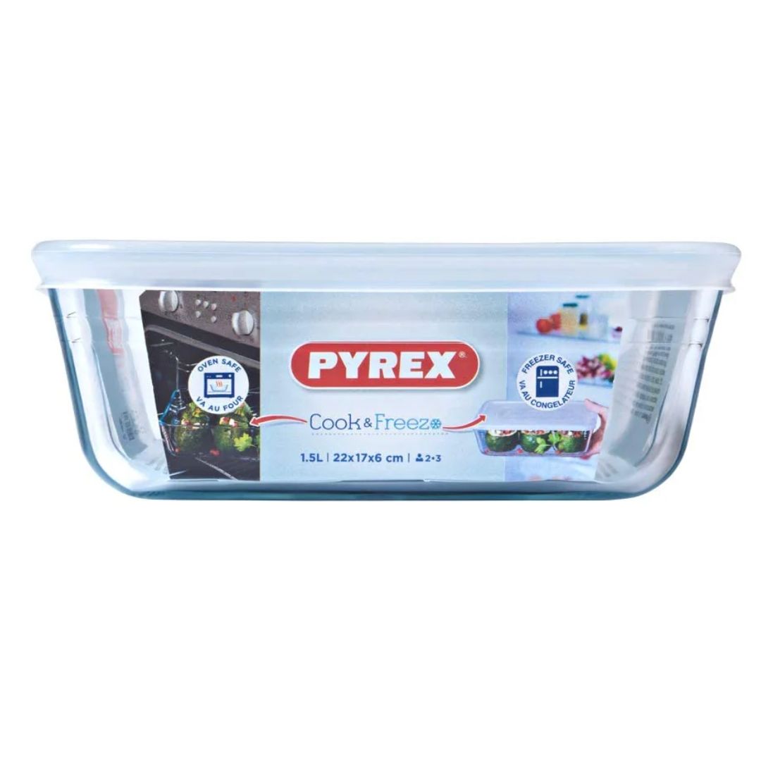 PYREX 1.5LTR RECTANGULAR DISH & LID