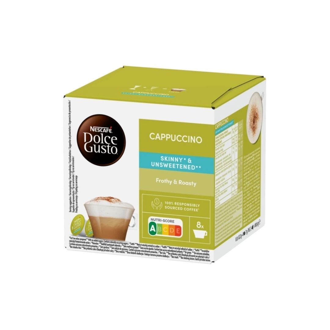 Dolce Gusto Cappuccino Skinny & Unsweetened - 8 Caps Milk & 8 Coffee - 16 Pods