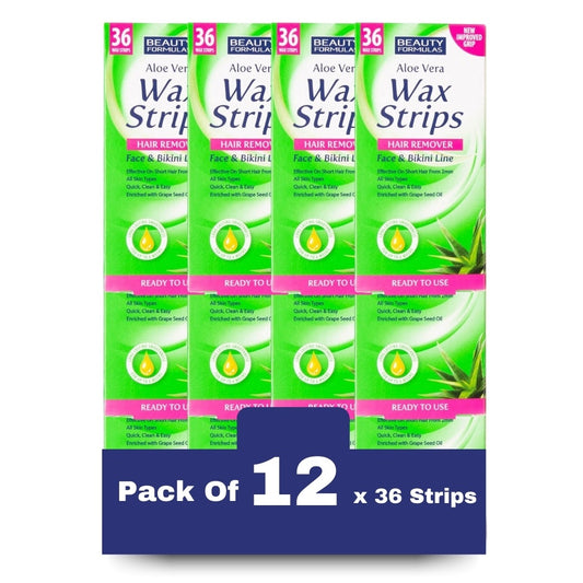 Beauty Formulas Aloe Vera Face & Bikini Wax Strips - 36 Strip