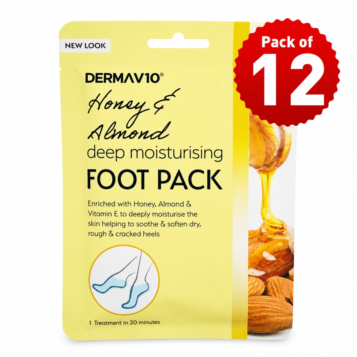DERMA V10 MOIST FOOT PACK HONEY - 1PK
