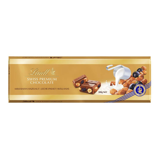 Lindt Swiss Premium Milk Chocolate - Raisins and Hazelnuts - 300g