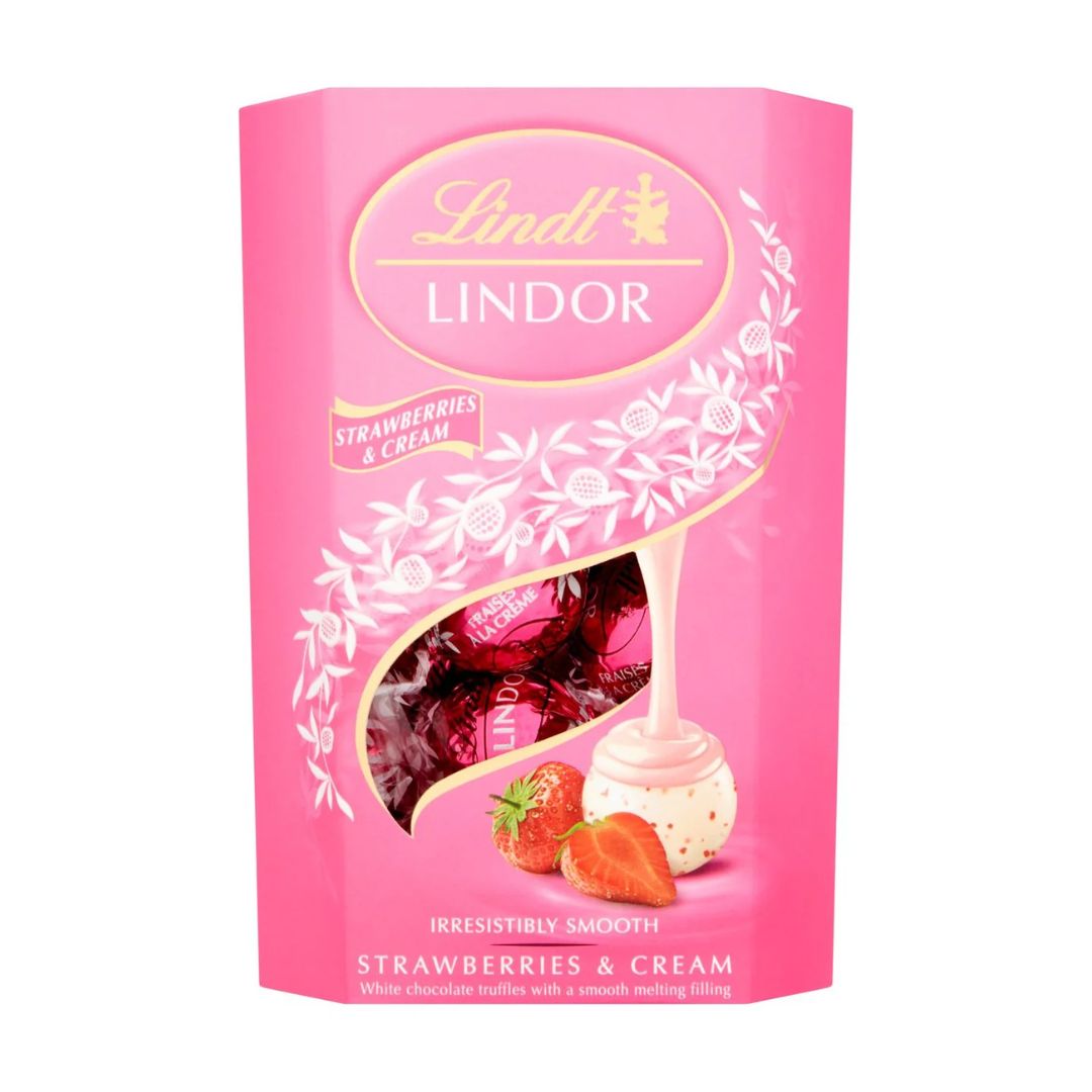 Lindt lindor strawberry & cream - 200g