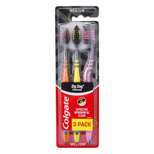 Colgate medium zig zag charcoal-effective interdental cleaning - 3pk