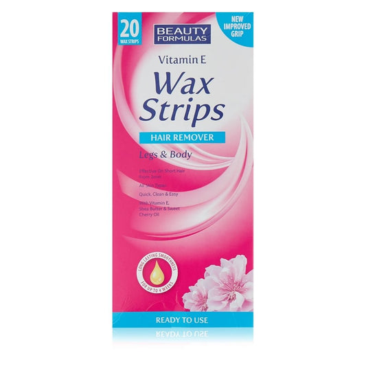 Beauty Formulas Vit E Wax Strips - Legs & Body - 20 Strip