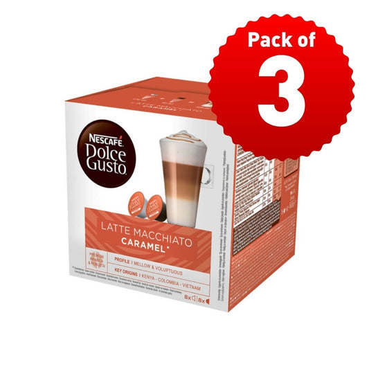 Dolce Gusto Latte Macchiato Caramel - 8 Caps Milk & 8 Coffee - 16 Pods