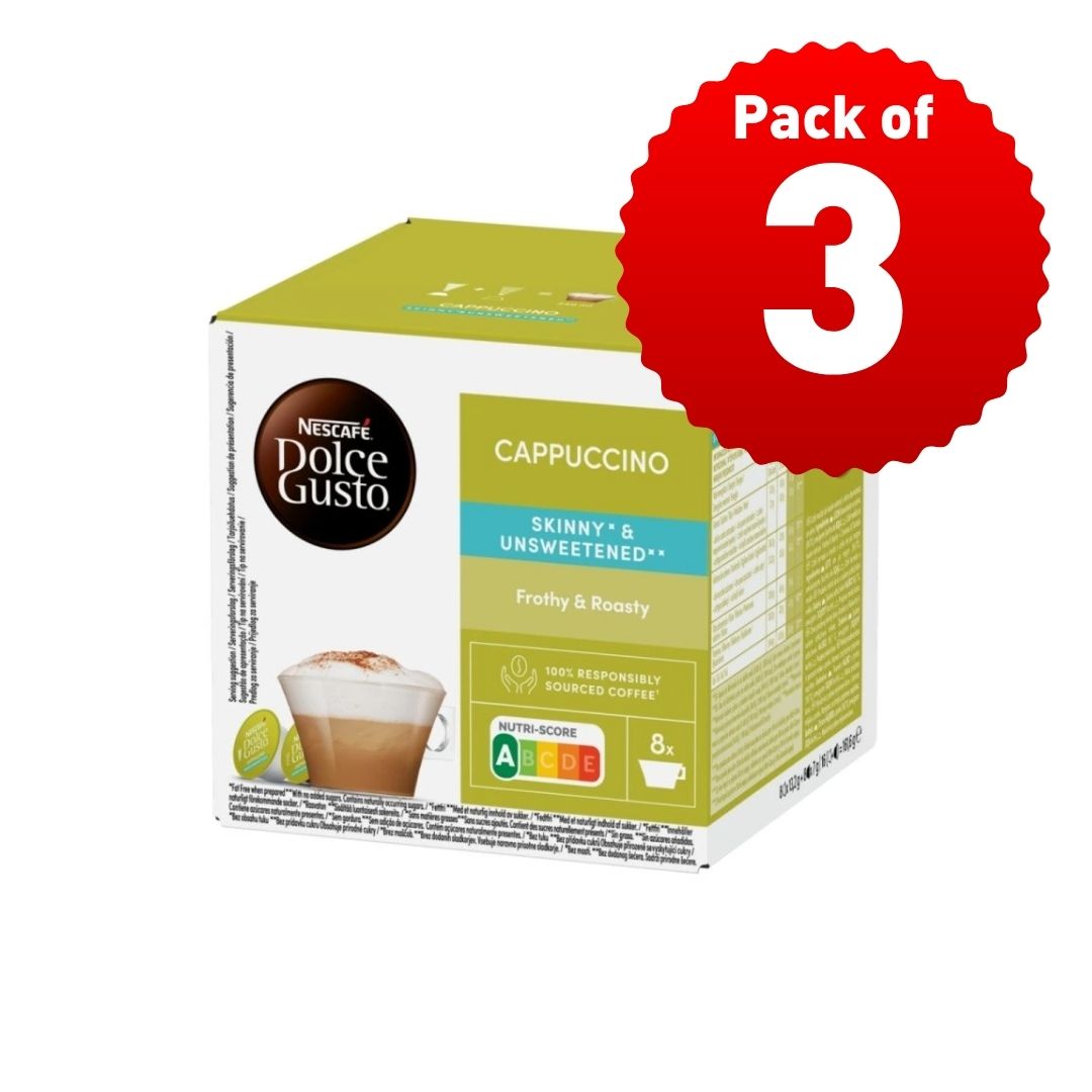 Dolce Gusto Cappuccino Skinny & Unsweetened - 8 Caps Milk & 8 Coffee - 16 Pods