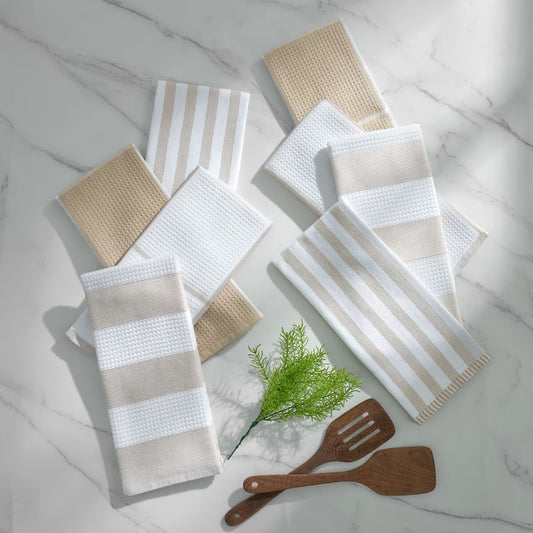 Caro home kitchen towels 8 pack - Beige