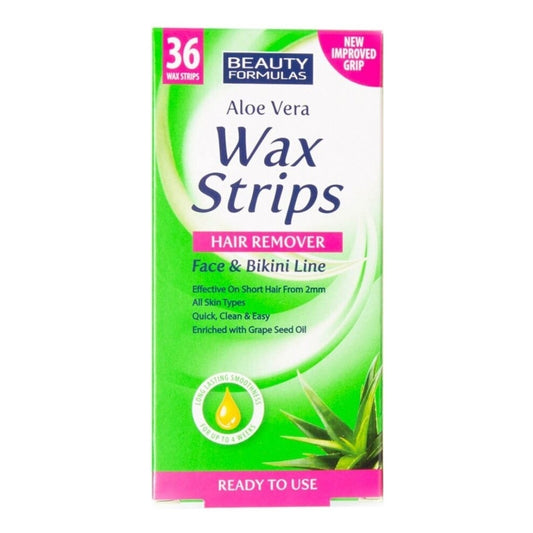 Beauty Formulas Aloe Vera Face & Bikini Wax Strips - 36 Strip